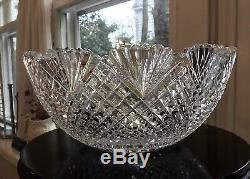 American Brilliant Strawberry Diamond & Fan Punch Bowl / Higgins & Seiter 19th C