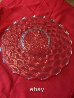 American Fostoria Cubic Glass Tray Platter Punch Bowl Vintage, 19-inch
