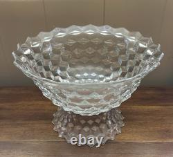 American Fostoria Vintage Large 14 Punch Bowl With Base, Ladle & 12 Cups