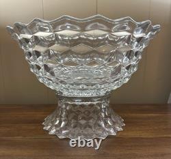 American Fostoria Vintage Large 14 Punch Bowl With Base, Ladle & 12 Cups