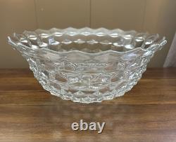 American Fostoria Vintage Large 14 Punch Bowl With Base, Ladle & 12 Cups
