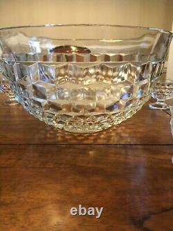 American Fostoria Vintage Punch Bowl With Cups
