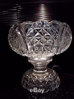 American brilliant period cut glass footed 10 punch bowl