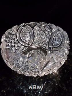 American brilliant period cut glass footed 10 punch bowl