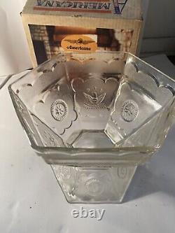 Americana Punch Bowl Set Eagles and Stars with 12 cups Original Box With Cup Clips