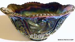 Amethyst GALAXY Carnival Glass Punch Bowl Set L. E. SMITH PUNCH BOWL & 8 CUPS