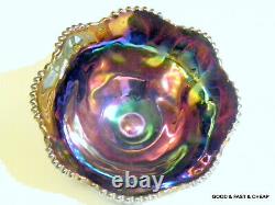 Amethyst GALAXY Carnival Glass Punch Bowl Set L. E. SMITH PUNCH BOWL & 8 CUPS