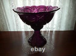 Amethyst pattern glass punch bowl Imperial Whirling Star 4qt pinwheels hobstars