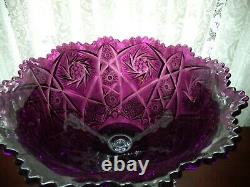 Amethyst pattern glass punch bowl Imperial Whirling Star 4qt pinwheels hobstars