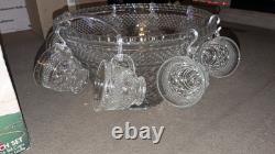 Anchor Hocking 18 Piece Wexford Punch Bowl Set Service for 8 withOriginal Box USA