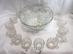 Anchor Hocking Arlington Pattern 26 Pc. Punch Bowl Set in Original Box Vtg L2832