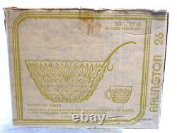 Anchor Hocking Arlington Pattern 26 Pc. Punch Bowl Set in Original Box Vtg L2832