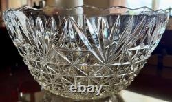 Anchor Hocking Arlington Pattern Depression Glass Punch Bowl, 14-Piece Lot EUC