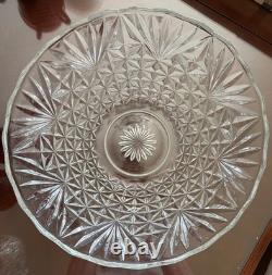 Anchor Hocking Arlington Pattern Depression Glass Punch Bowl, 14-Piece Lot EUC