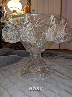 Anchor Hocking Early American Prescut Star of David LG. Punch Bowl Set 22 Pc
