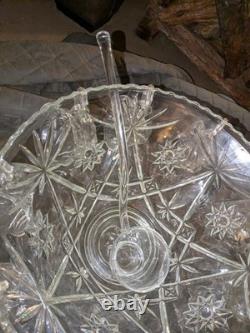 Anchor Hocking Early American Prescut Star of David LG. Punch Bowl Set 22 Pc