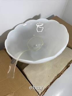 Anchor Hocking GRAPE HARVEST 27 Piece Milk White Punch Bowl Set Vintage in Box
