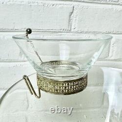 Anchor Hocking Glass Punch And Chip & Dip Set With Gold Tone Brass 11 Piece Set