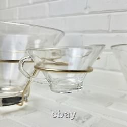 Anchor Hocking Glass Punch And Chip & Dip Set With Gold Tone Brass 11 Piece Set