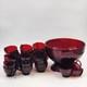 Anchor Hocking Royal Ruby Red Punch Bowl Stand & 23 Cups Vintage Set
