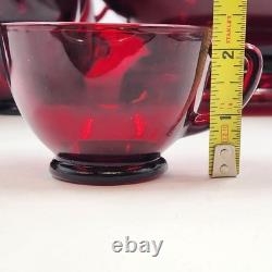 Anchor Hocking Royal Ruby Red Punch Bowl Stand & 23 Cups Vintage Set