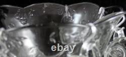 Anchor Hocking Savannah Clear Lot of Punch Bowl with Ladle and 7 Cups