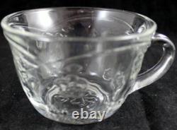 Anchor Hocking Savannah Clear Lot of Punch Bowl with Ladle and 7 Cups