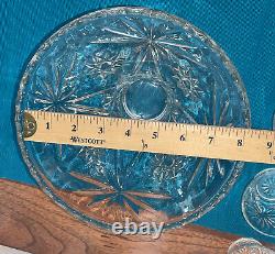 Anchor Hocking Star of David Crystal Glass Punch Bowl Set, Pedestal, 22 Cups