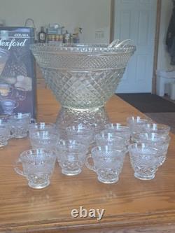 Anchor Hocking Vintage 21-Piece Wexford Pattern Punch Bowl Set Original Box