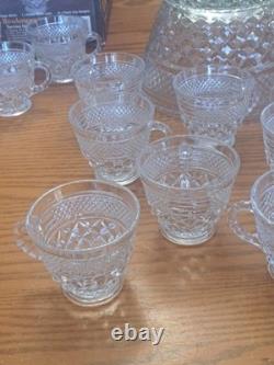 Anchor Hocking Vintage 21-Piece Wexford Pattern Punch Bowl Set Original Box