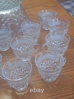 Anchor Hocking Vintage 21-Piece Wexford Pattern Punch Bowl Set Original Box