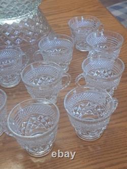 Anchor Hocking Vintage 21-Piece Wexford Pattern Punch Bowl Set Original Box