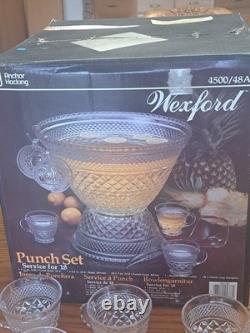Anchor Hocking Vintage 21-Piece Wexford Pattern Punch Bowl Set Original Box