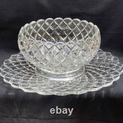 Anchor Hocking Waterford waffle Large Punch Bowl & Large Under Plate Set