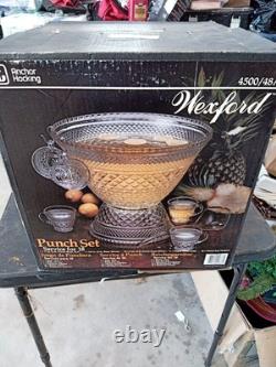 Anchor Hocking Wexford 4500 Glass Punch Bowl Cup Set Service For 18