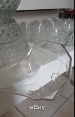Anchor Hocking Wexford Glass Punch Bowl Base Cups Set ORIGINAL BOX wedding party
