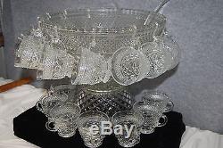 Anchor Hocking Wexford Punch Bowl 42 Pc Set with 18 Cups, Stand, Ladles (M4118)
