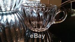 Antique 10 Cup And Matching Glass Ladle Punch Bowl Set