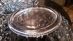 Antique 12 Cup Punch Bowl on Platter with Footed Cups. All Original