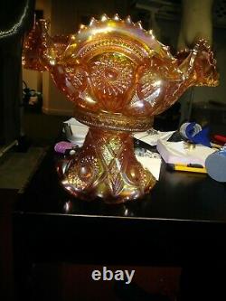 Antique 1910 Fashion Marigold Carnival by Imperial Glass Punch Bowl