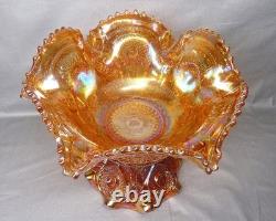 Antique 1910 Imperial Marigold Carnival Glass Fashion Pattern Punch Bowl