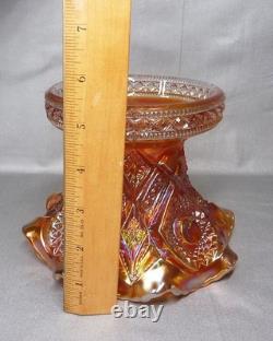 Antique 1910 Imperial Marigold Carnival Glass Fashion Pattern Punch Bowl