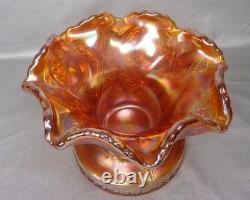 Antique 1910 Imperial Marigold Carnival Glass Fashion Pattern Punch Bowl
