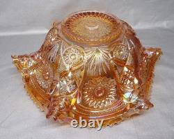 Antique 1910 Imperial Marigold Carnival Glass Fashion Pattern Punch Bowl