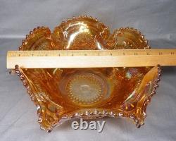 Antique 1910 Imperial Marigold Carnival Glass Fashion Pattern Punch Bowl