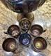 Antique 1910's Northwood Carnival Glass Peacock/Fountain Punch Bowl With6 Cups