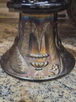 Antique 1910's Northwood Carnival Glass Peacock/Fountain Punch Bowl With6 Cups