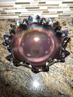 Antique 1910's Northwood Carnival Glass Peacock/Fountain Punch Bowl With6 Cups
