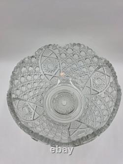 Antique 1960's L. E. Smith Crystal Punch Bowl With Ornate Gold Metal Base. VG Cond