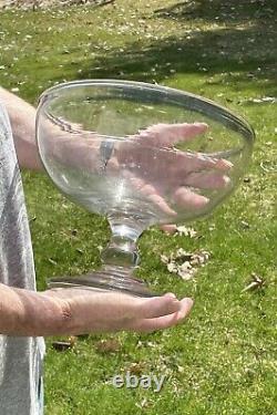 Antique 19th C. American Blown Flint Glass Compote / Punch Bowl Massive Pontiled